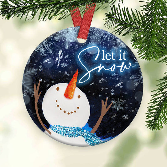 Let It Snow Ceramic Circle Ornament - Decorative Ornament - Christmas Ornament