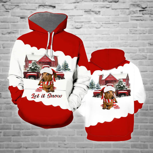 Let It Snow Dachshund Dog Christmas All Over Print 3D Hoodie For Men And Women, Best Gift For Dog lovers, Best Outfit Christmas
