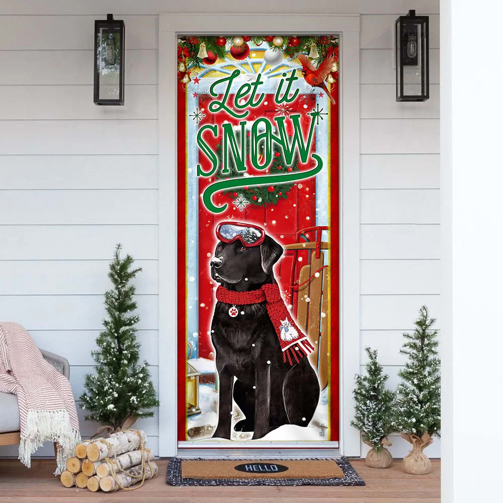 Let It Snow Door Cover - Labrador Retriever - Christmas Door Cover - Christmas Outdoor Decoration