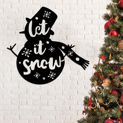 Let It Snow Metal Sign - Snowman Metal Wall Art - Christmas Metal Wall Décor - Ciaocustom
