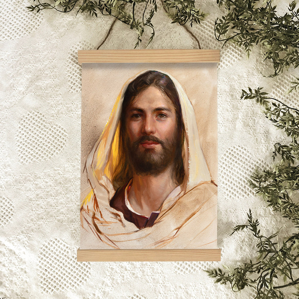 Let Not Your Hearts Be Troubled Hanging Canvas Wall Art - Jesus Picture - Jesus Portrait Canvas - Religious Canvas