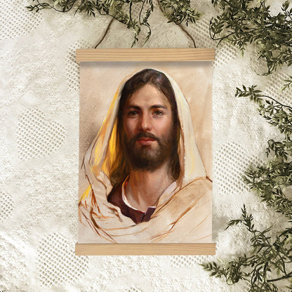 Let Not Your Hearts Be Troubled Hanging Canvas Wall Art - Jesus Picture - Jesus Portrait Canvas - Religious Canvas