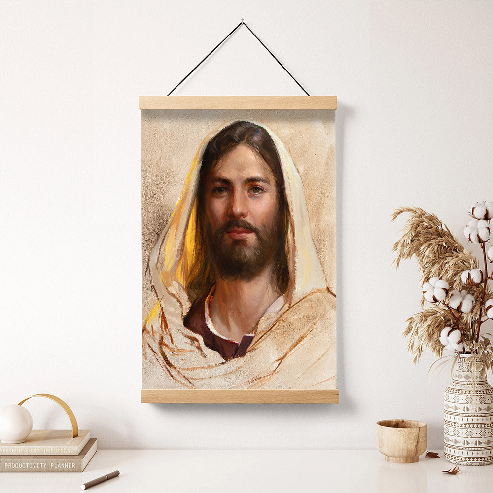 Let Not Your Hearts Be Troubled Hanging Canvas Wall Art - Jesus Picture - Jesus Portrait Canvas - Religious Canvas