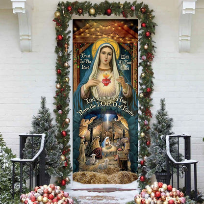 Let Us Adore Hime Jesus Door Cover - Religious Door Decorations - Christian Home Decor