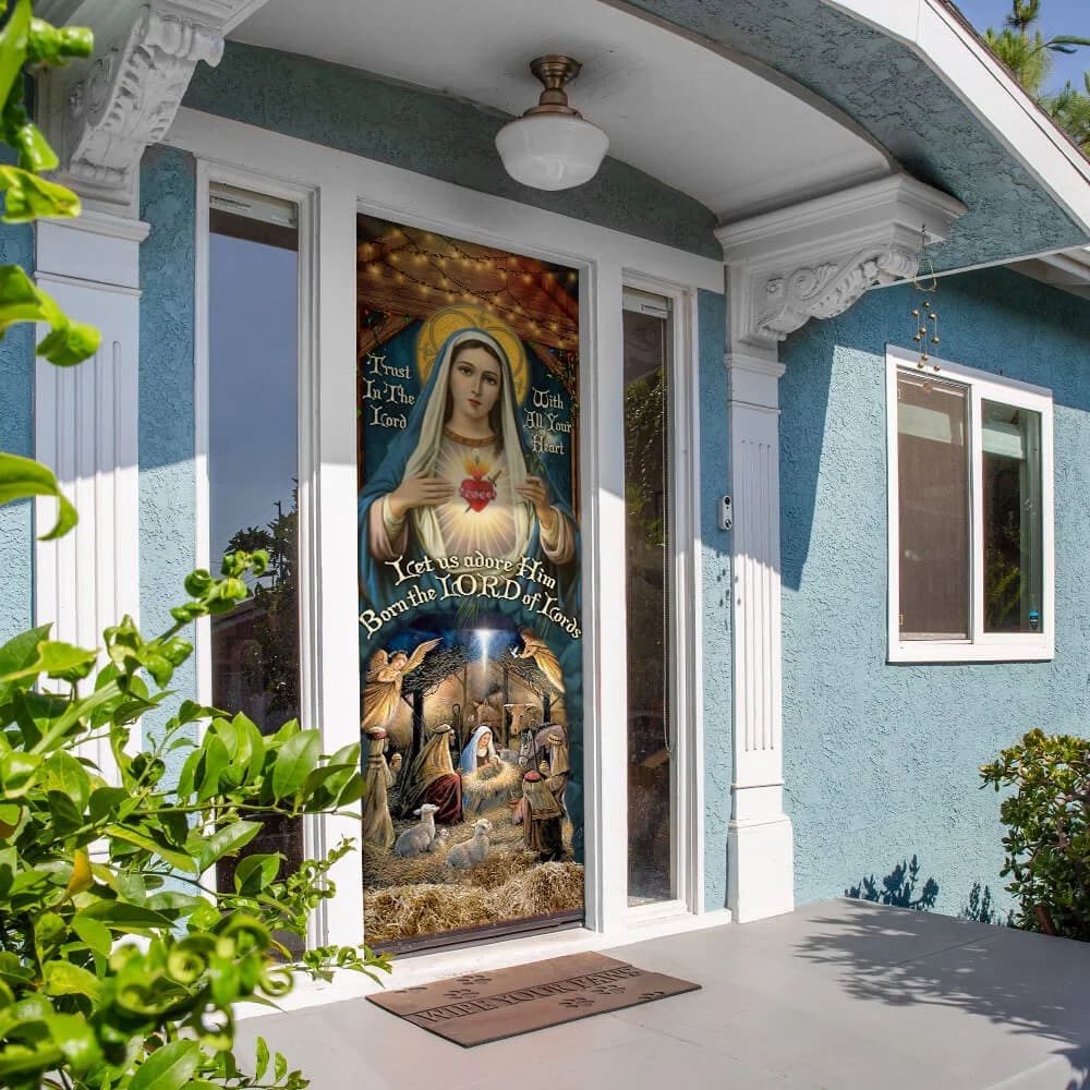 Let Us Adore Hime Jesus Door Cover - Religious Door Decorations - Christian Home Decor