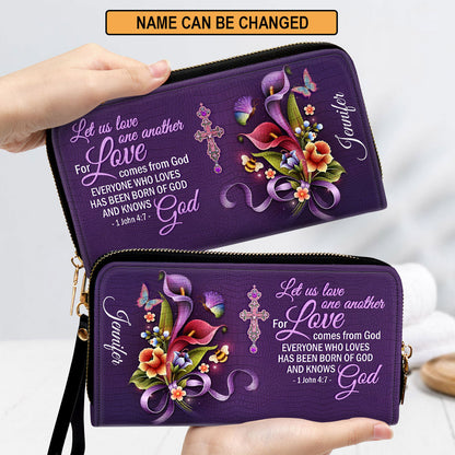 Let Us Love One Another Clutch Purse For Women - Personalized Name - Christian Gifts For Women