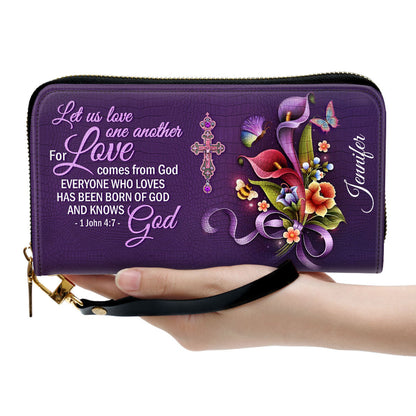 Let Us Love One Another Clutch Purse For Women - Personalized Name - Christian Gifts For Women