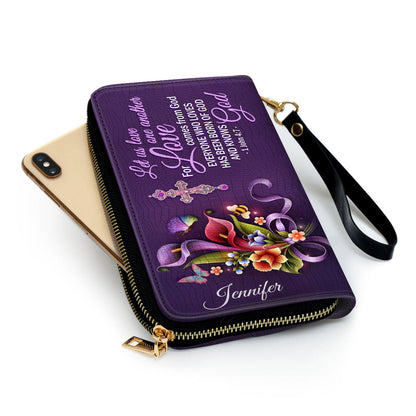 Let Us Love One Another Clutch Purse For Women - Personalized Name - Christian Gifts For Women