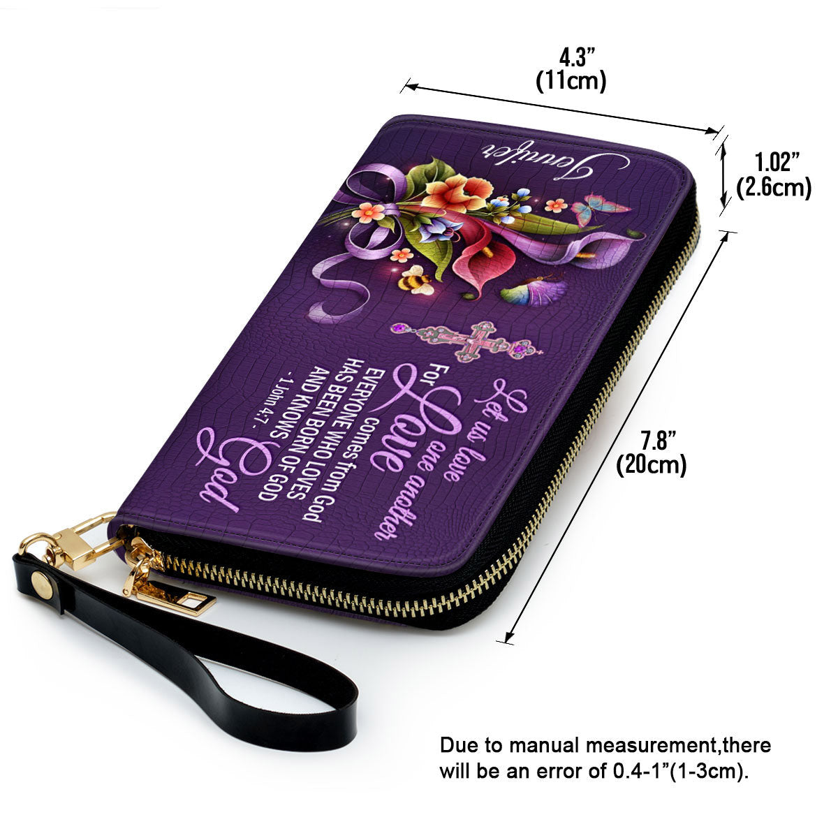 Let Us Love One Another Clutch Purse For Women - Personalized Name - Christian Gifts For Women