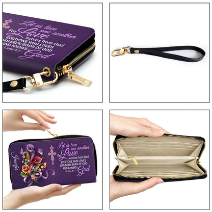 Let Us Love One Another Clutch Purse For Women - Personalized Name - Christian Gifts For Women