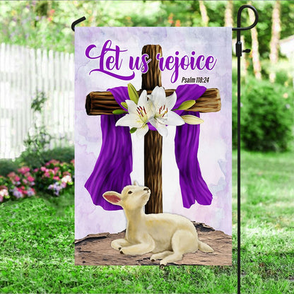 Let Us Rejoice Lamb Easter Lily Flag - Easter House Flag - Outdoor Easter Flag