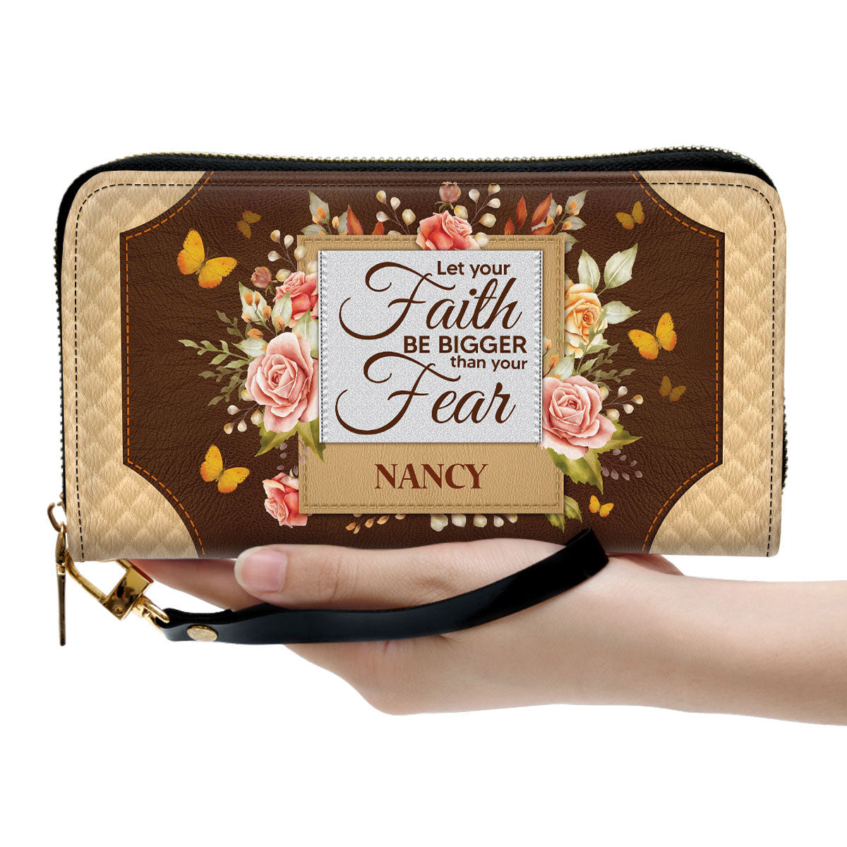 Let Your Faith Be Bigger Than Your Fear Awesome Clutch Purse For Women - Personalized Name - Christian Gifts For Women