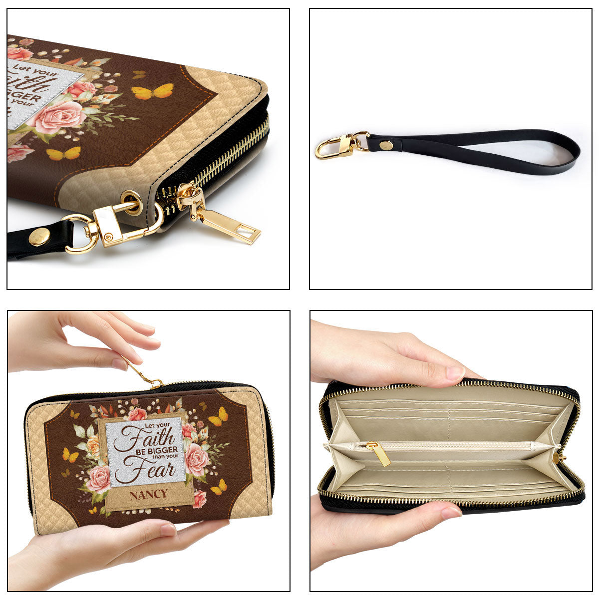 Let Your Faith Be Bigger Than Your Fear Awesome Clutch Purse For Women - Personalized Name - Christian Gifts For Women