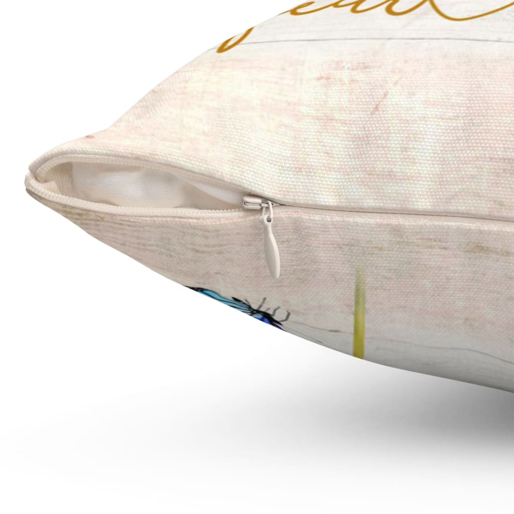 Let Your Faith Be Bigger Than Your Fear, Butterfly Sunflower Christian Pillow