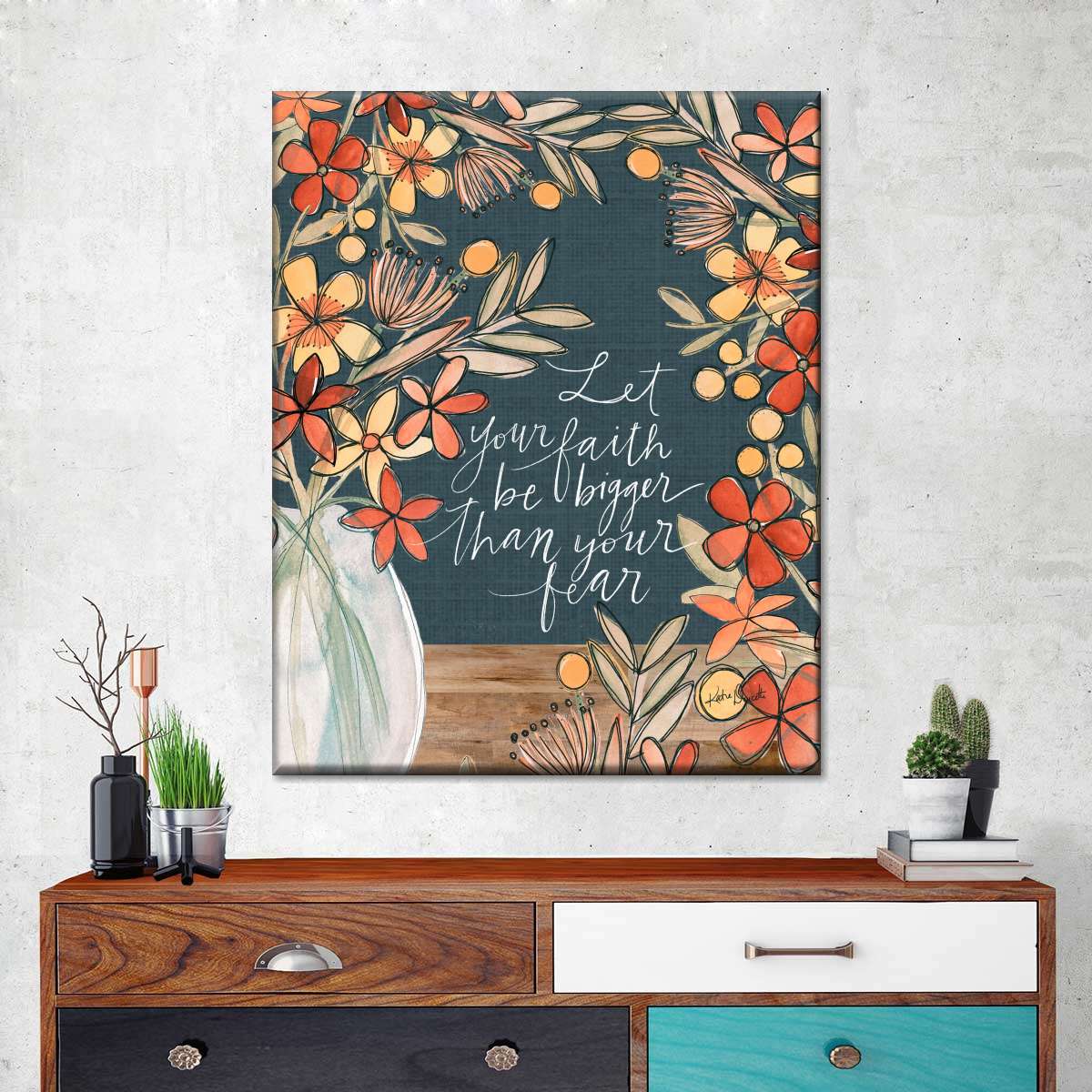 Let Your Faith Be Bigger Than Your Fear Canvas Wall Art - Canvas Religious Wall Art - Christian Wall Decor Living Room