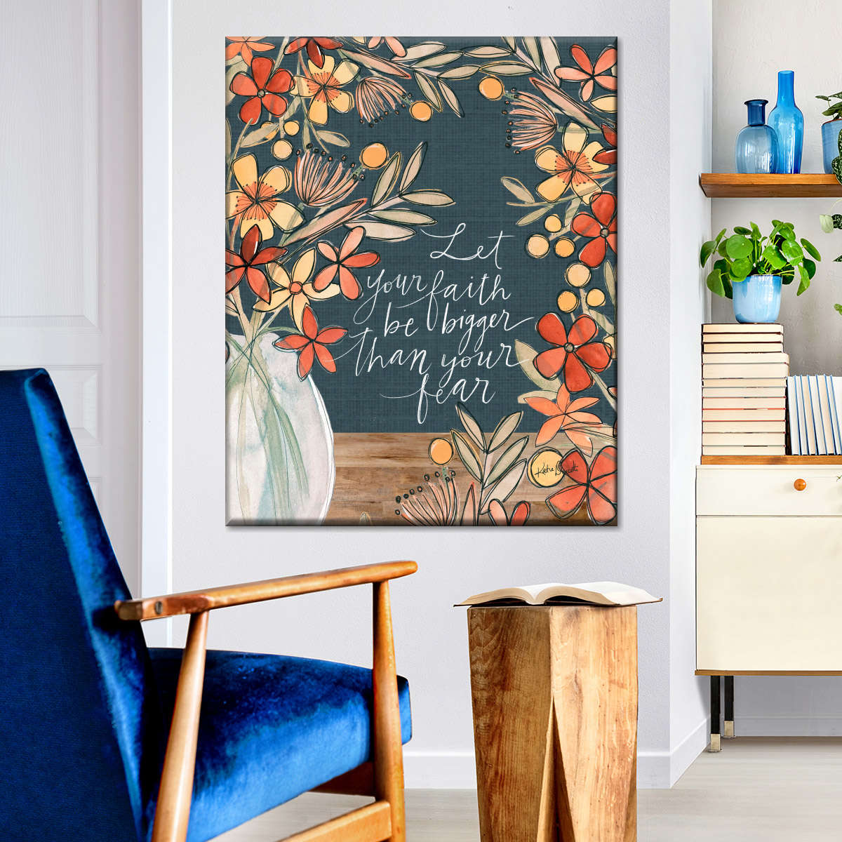 Let Your Faith Be Bigger Than Your Fear Canvas Wall Art - Canvas Religious Wall Art - Christian Wall Decor Living Room