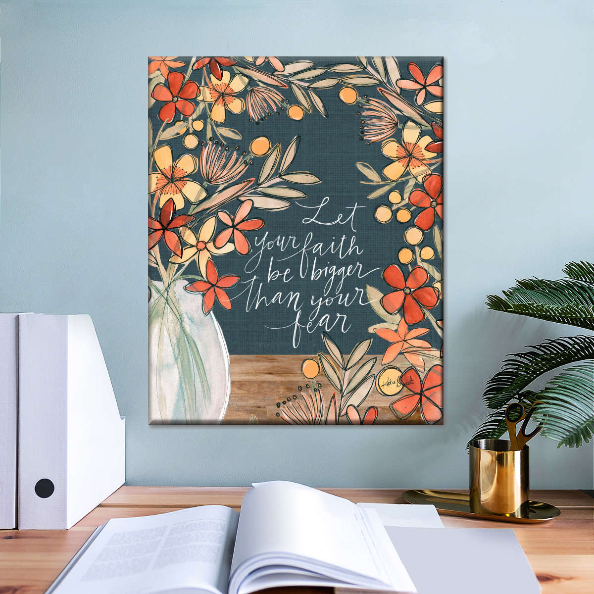 Let Your Faith Be Bigger Than Your Fear Canvas Wall Art - Canvas Religious Wall Art - Christian Wall Decor Living Room