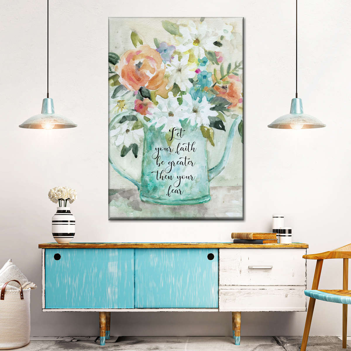 Let Your Faith Be Greater Than Your Fear Canvas Wall Art - Canvas Religious Wall Art - Christian Wall Decor Living Room