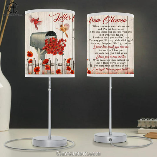 Letter From Heaven Cardinal Mailbox Poppy Flower Large Table Lamp - Christian Table Lamp Prints - Religious Table Lamp Art