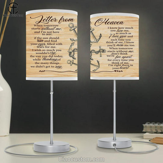 Letter From Heaven When Tomorrow Starts Without Me I Know How Much You Love Table Lamp For Bedroom - Bible Verse Lamp Art