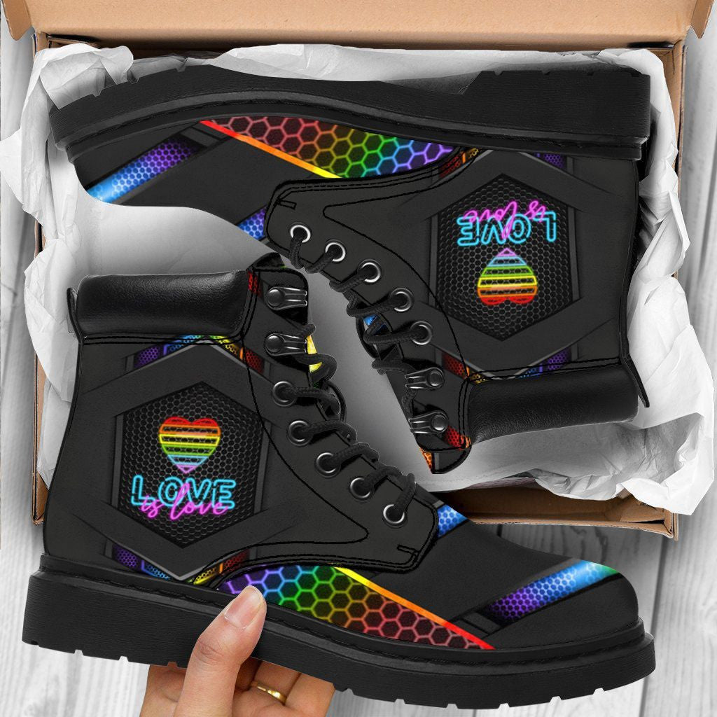 Lgbt Love Is Love Hexagon Season Tbl Boots - Christian Shoes For Men And Women