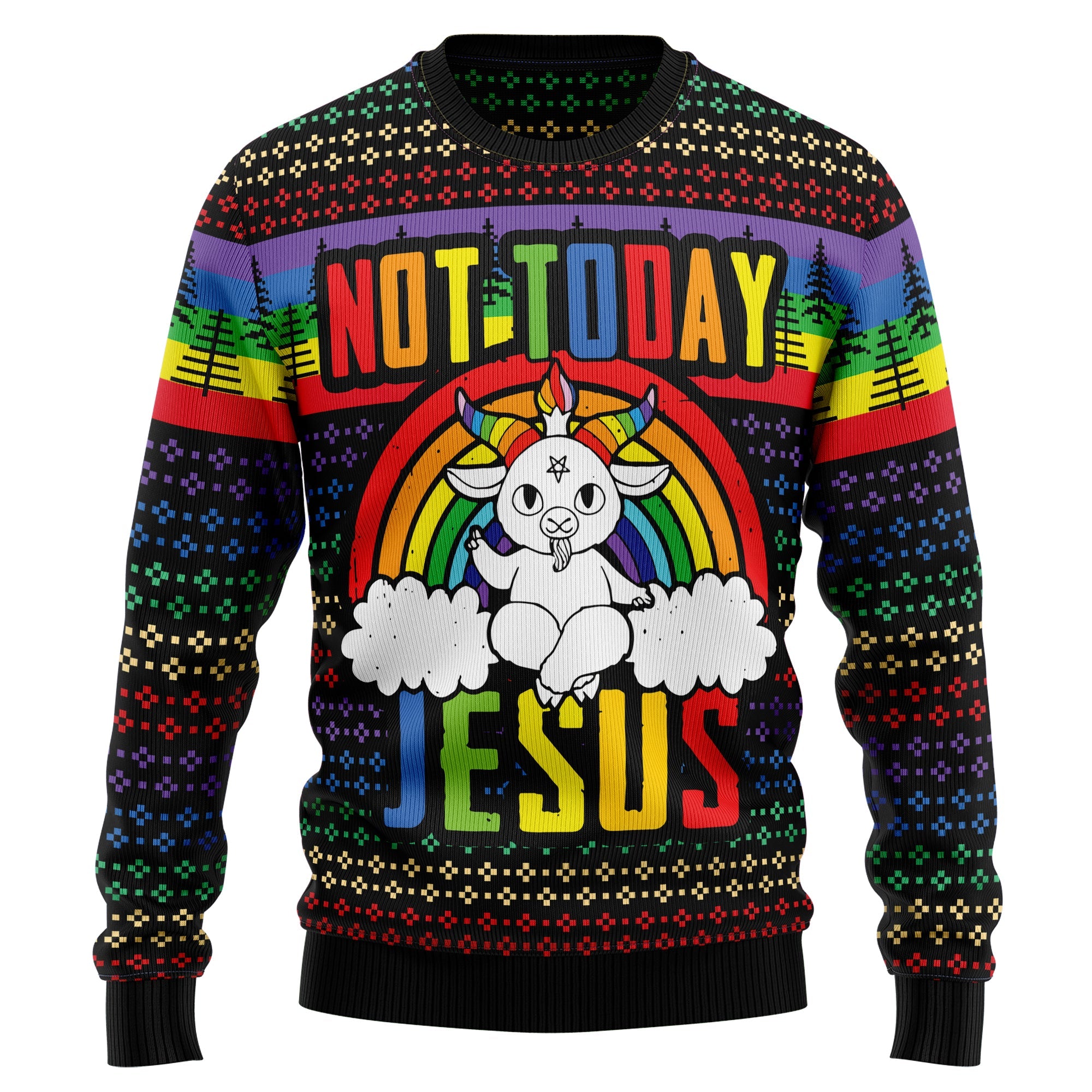 Lgbt Not Today Jesus Ugly Christmas Sweater - Xmas Gifts For Him Or Her - Christmas Gift For Friends - Jesus Christ Sweater - God Gifts Idea