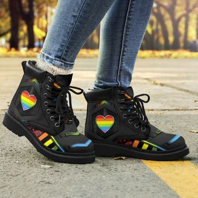 Lgbt Rainbow Heart Tbl Boots - Christian Shoes For Men And Women