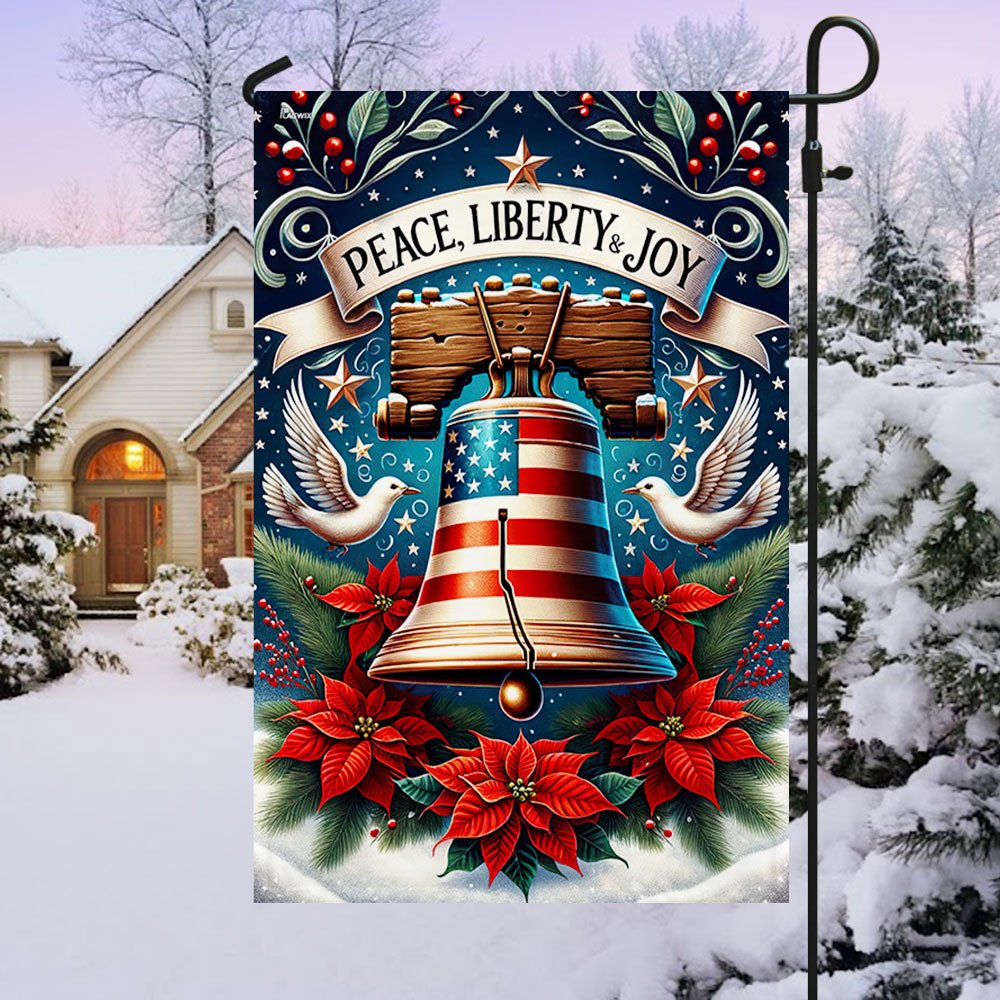 Liberty Bell Christmas Flag - Religious Christmas House Flags - Religious Christmas House Flags - Christmas Flags