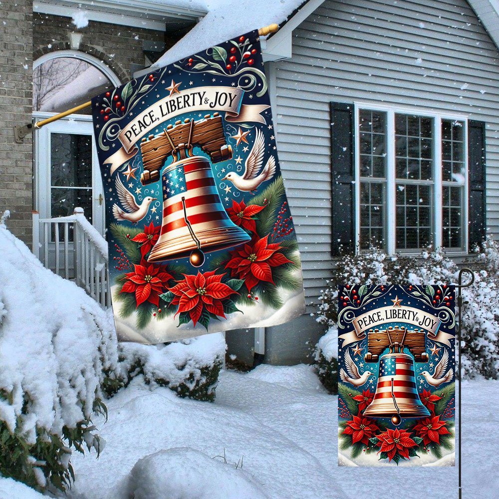 Liberty Bell Christmas Flag - Religious Christmas House Flags - Religious Christmas House Flags - Christmas Flags