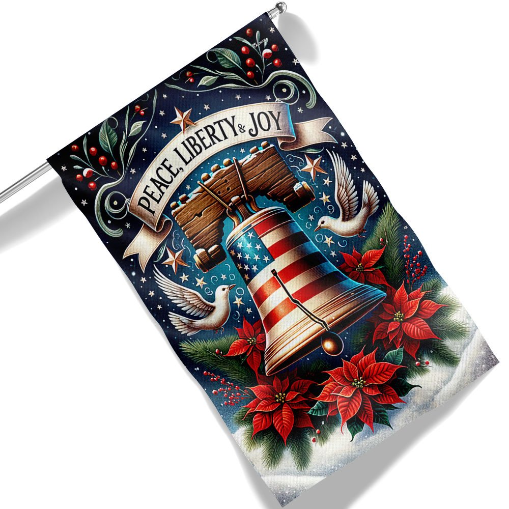 Liberty Bell Christmas Flag - Religious Christmas House Flags - Religious Christmas House Flags - Christmas Flags