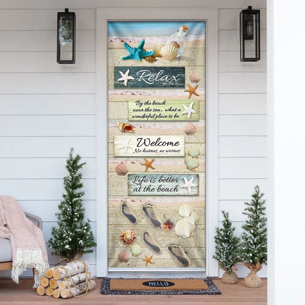 Life Is Better At The Beach Door Cover - Religious Door Decorations