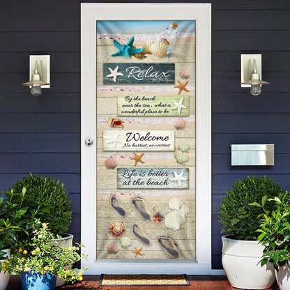 Life Is Better At The Beach Door Cover - Religious Door Decorations