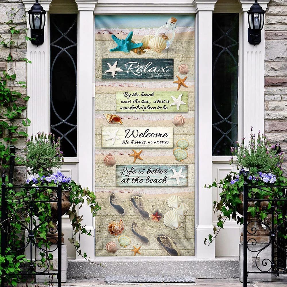Life Is Better At The Beach Door Cover - Religious Door Decorations