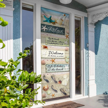 Life Is Better At The Beach Door Cover - Religious Door Decorations