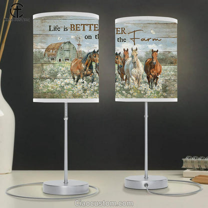 Life Is Better On The Farm Running Horse Daisy Field Lamp Art Table Lamp - Christian Room Decor - Gifts For Horse Lovers