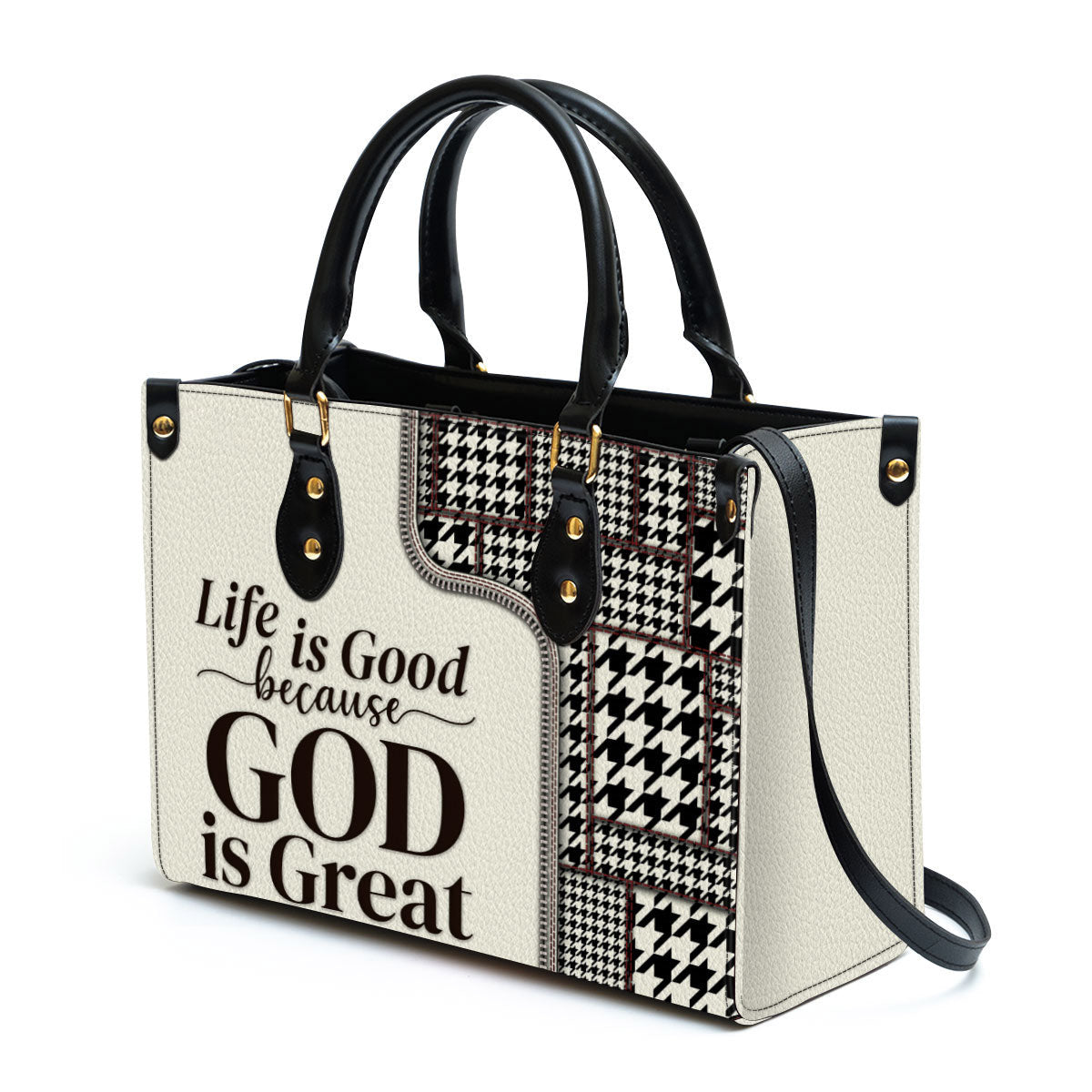 Life Is Good Because God Is Great Christian Leather Handbag - Religious Gifts For Women