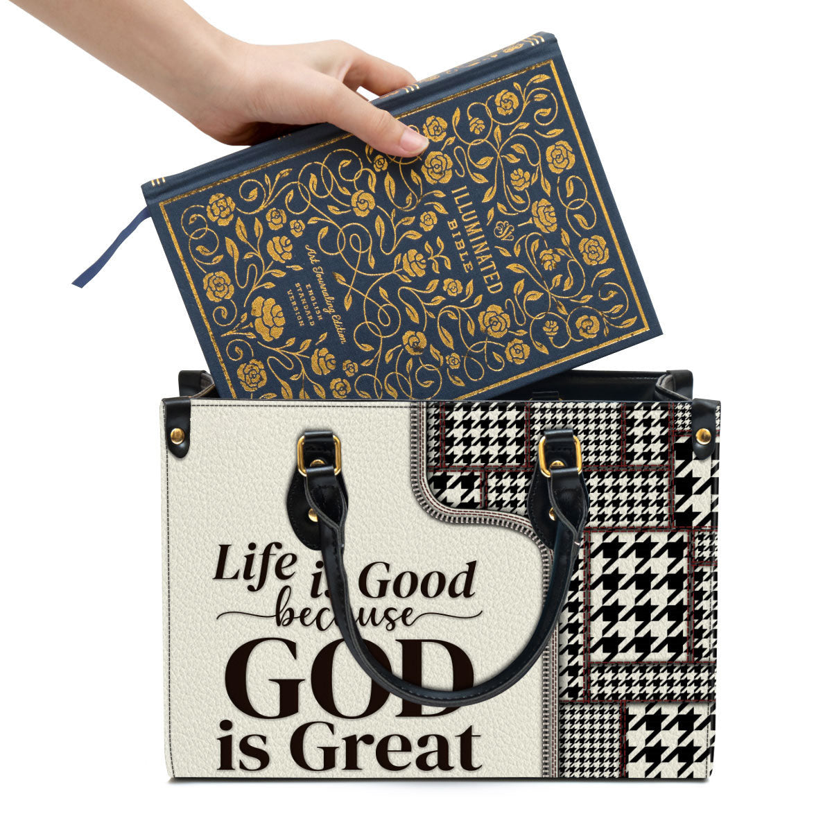 Life Is Good Because God Is Great Christian Leather Handbag - Religious Gifts For Women