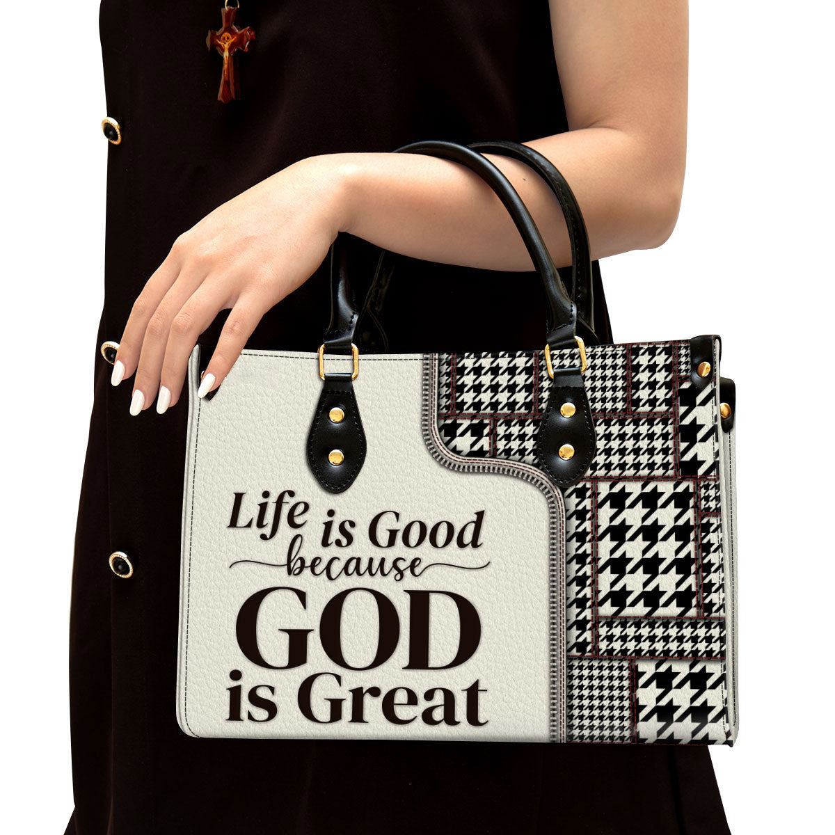 Life Is Good Because God Is Great Christian Leather Handbag - Religious Gifts For Women