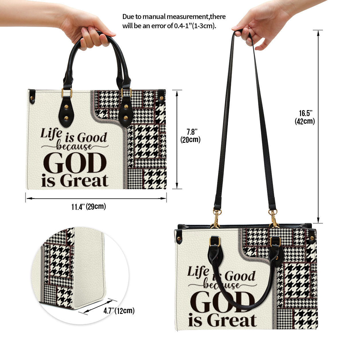 Life Is Good Because God Is Great Christian Leather Handbag - Religious Gifts For Women