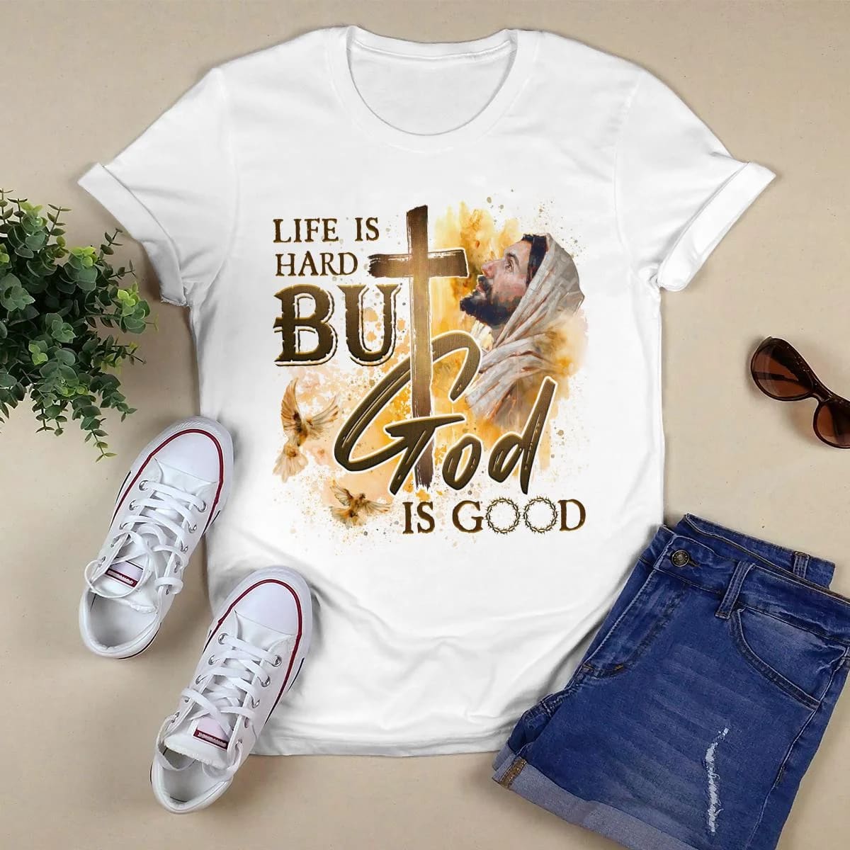 Life Is Hard But God Is Good, Jesus Sweatshirt Hoodie, God T-Shirt, Faith T-Shirt, Christ Unisex Hoodie