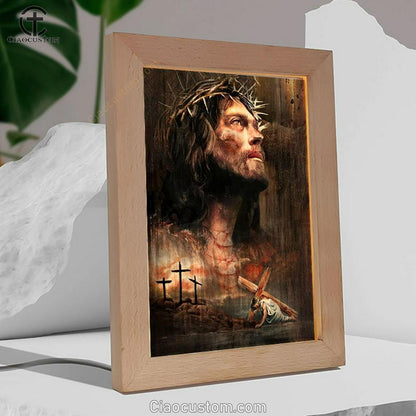 Life Of Jesus, Jesus On The Cross, Crown Of Thorn Frame Lamp