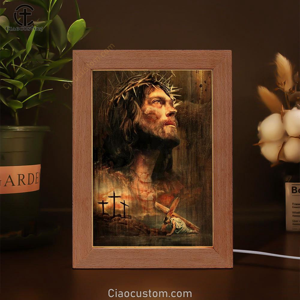 Life Of Jesus, Jesus On The Cross, Crown Of Thorn Frame Lamp