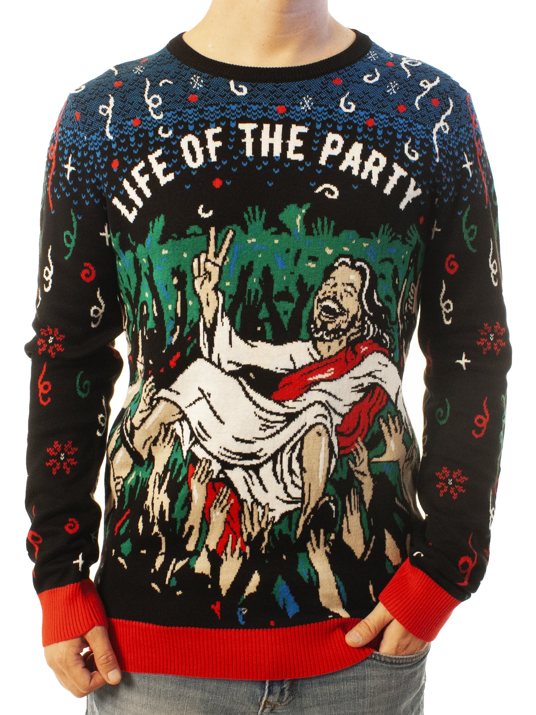 Life Of The Party Jesus Funny Ugly Christmas Sweater - Xmas Gifts For Him Or Her - Jesus Christ Sweater - God Gifts Idea