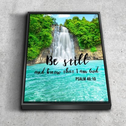 Light Blue Waterfall & Be Still Canvas Wall Art