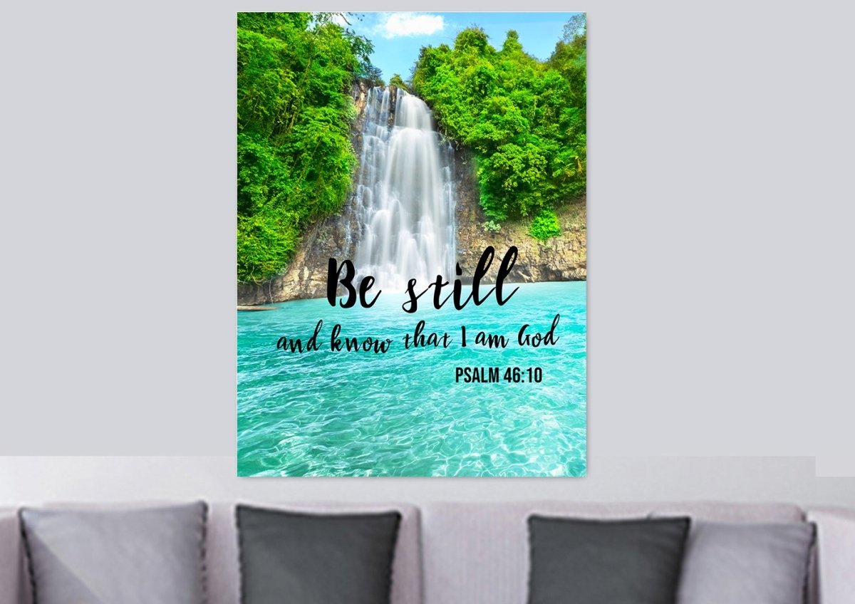 Light Blue Waterfall & Be Still Canvas Wall Art