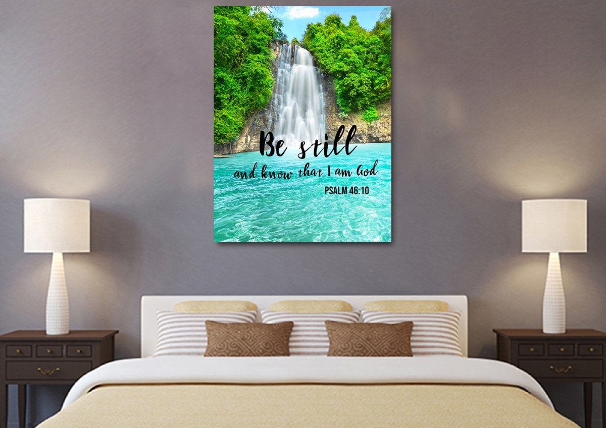 Light Blue Waterfall & Be Still Canvas Wall Art