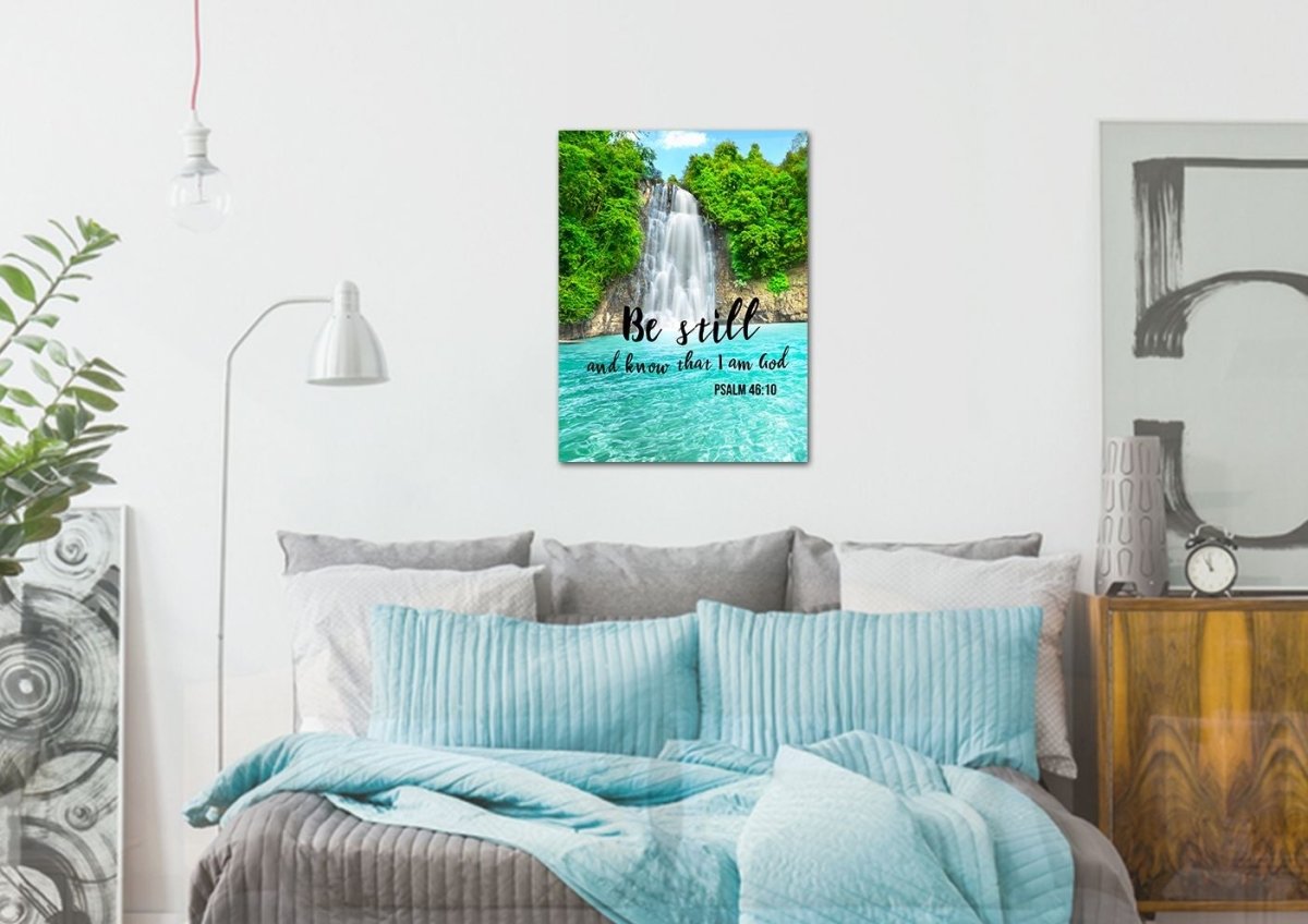 Light Blue Waterfall & Be Still Canvas Wall Art