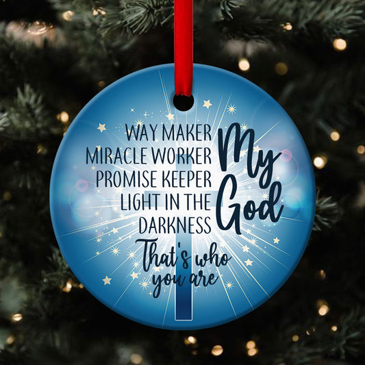 Light In The Darkness - Cross Ceramic Circle Ornament - Christian Gift For Friends - Unique Gifts