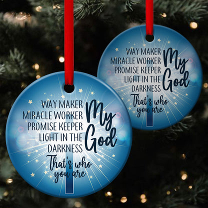 Light In The Darkness - Cross Ceramic Circle Ornament - Christian Gift For Friends - Unique Gifts