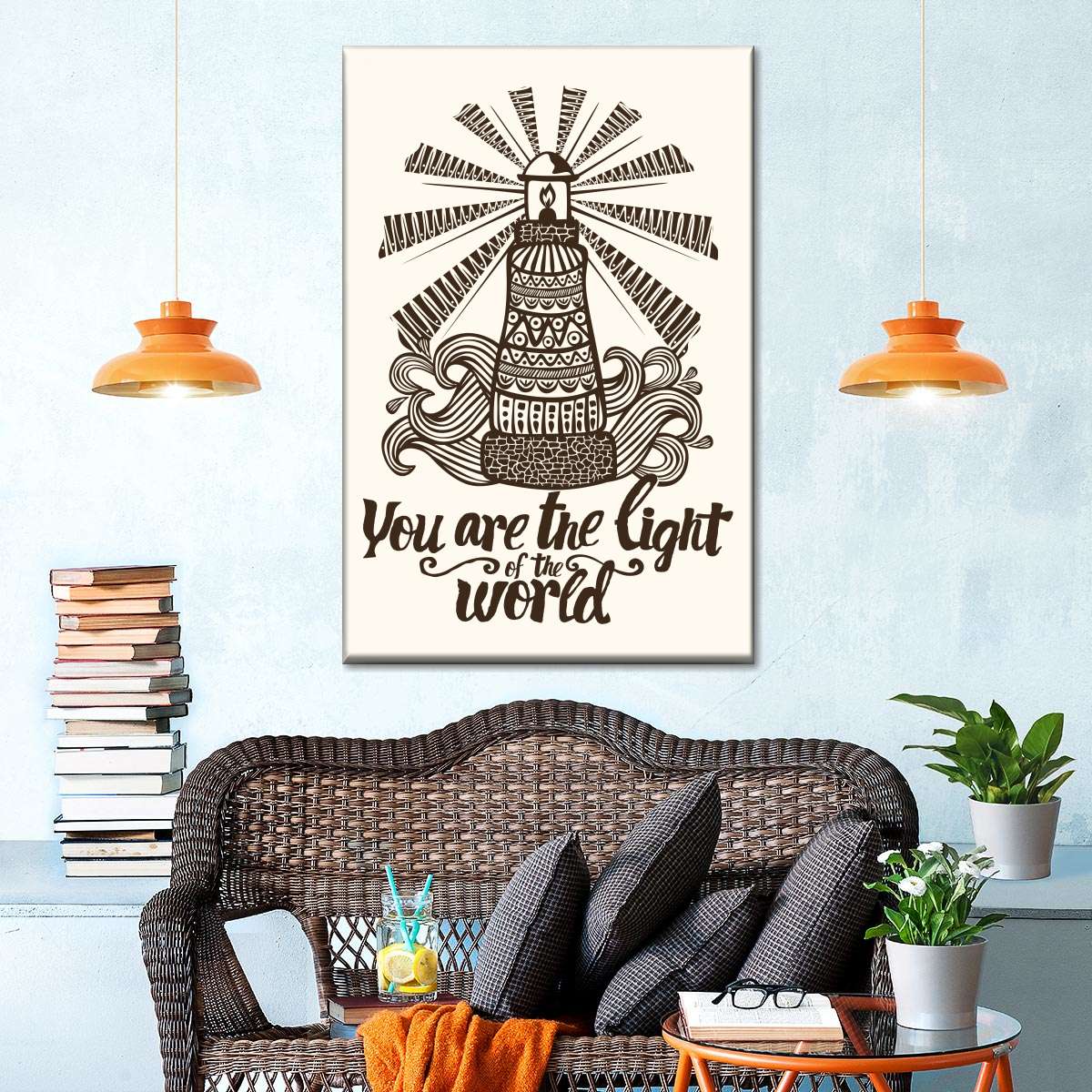 Light Of The World Quote Canvas Wall Art - Canvas Religious Wall Art - Christian Wall Decor Living Room